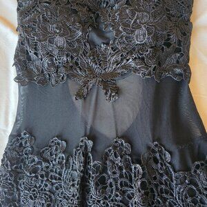 Black lace and mesh dress